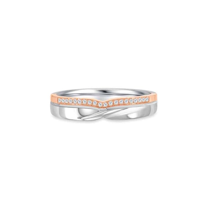 SK JEWELLERY Momento Duo-Tone Infinity 18K White Gold Diamond Wedding Ring for women in white gold & rose gold