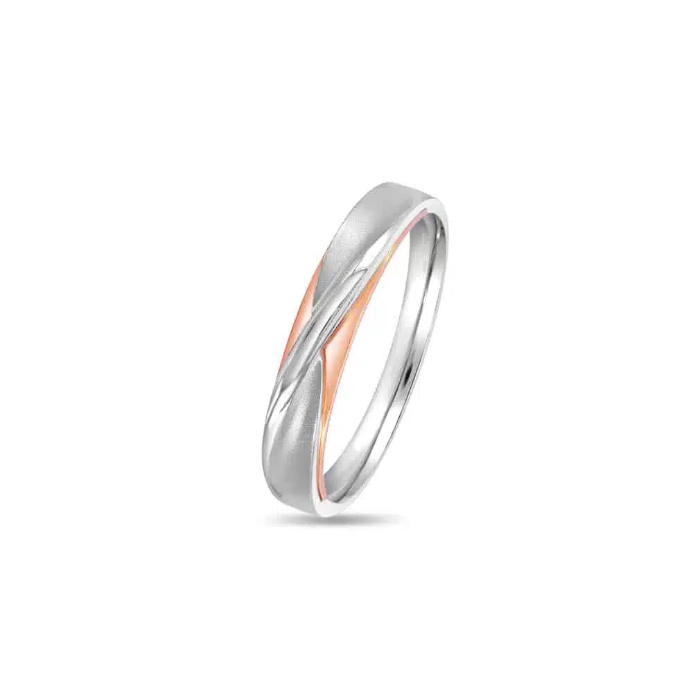 MOMENTO CROSSROAD TO HAPPINESS simple yet striking adds a refreshing pop of colour WHITE GOLD WEDDING BAND