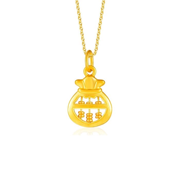 SK Jewellery Fortune Bag Abacus 999 Pure Gold Pendant