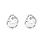 SK Jewellery True Love Pearl Earrings in 10k white gold and diamonds