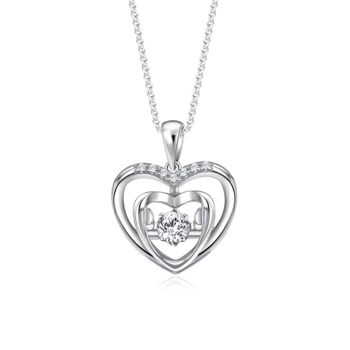 SK Jewellery Chloe Heart 14k white gold diamond pendant & diamond necklace for woman. Comes with 10k white gold chain.