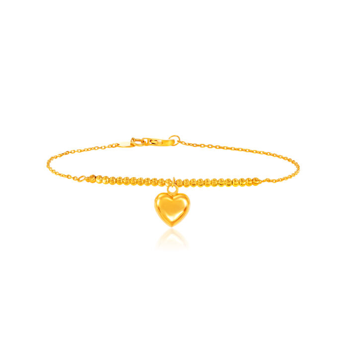 SK BRACELET FOR WOMEN GOLD FULL OF LOVE featuring a dainty heart with beads made in 916 gold