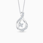 SK Jewellery Starlett Treble 10k white gold lab grown diamond pendant & diamond necklace for woman. Comes with 10k white gold chain.