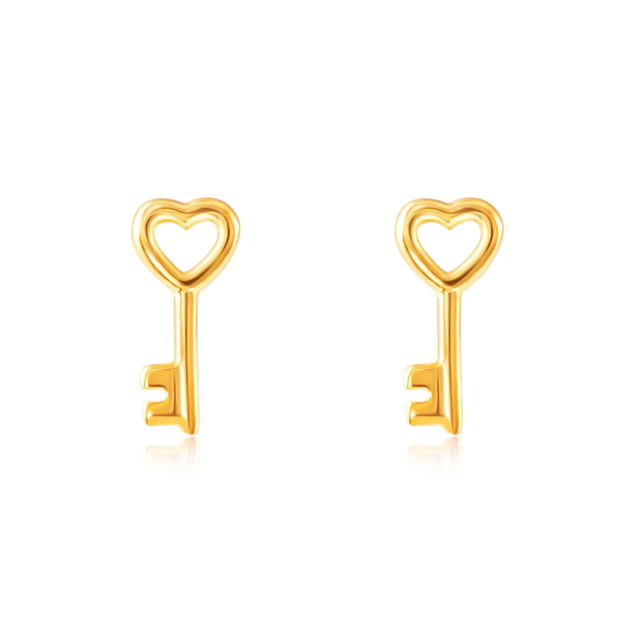 SUBANG EMAS SK 916 KEY OF LOVE subang berbentuk kunci dengan ukiran hati yang dibuat dengan emas 916