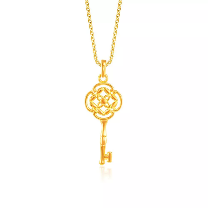 SK 916 DAZZLING KEY GOLD PENDANT & NECKLACE FOR WOMEN