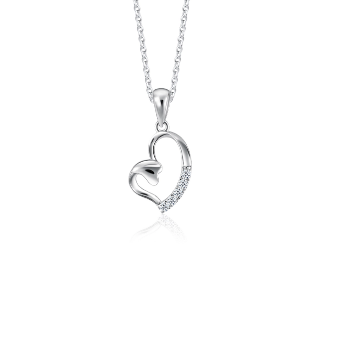 SK Jewellery Starlett Twin Heart Diamond Pendant. 10k white gold lab grown diamond pendant & diamond necklace for woman. Comes with 10k white gold chain.