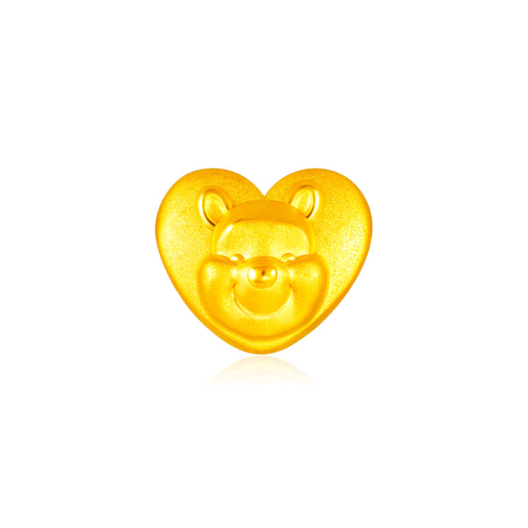 A Pooh Bear Full of Love 999 Pure Gold Charm Bracelet
