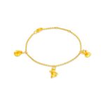 SK BRACELET FOR WOMEN WINNIE THE POOH SET 999 PURE GOLD featuring three winnie the pooh charms alongside bumble bee and his favourite hunny made out of 999 pure gold