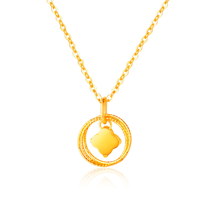 SK 916 Ring of Clover Gold Necklace