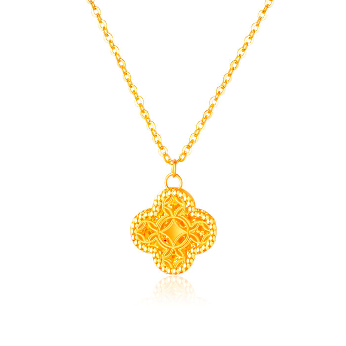 SK 916 Dazzling Clover Gold Necklace