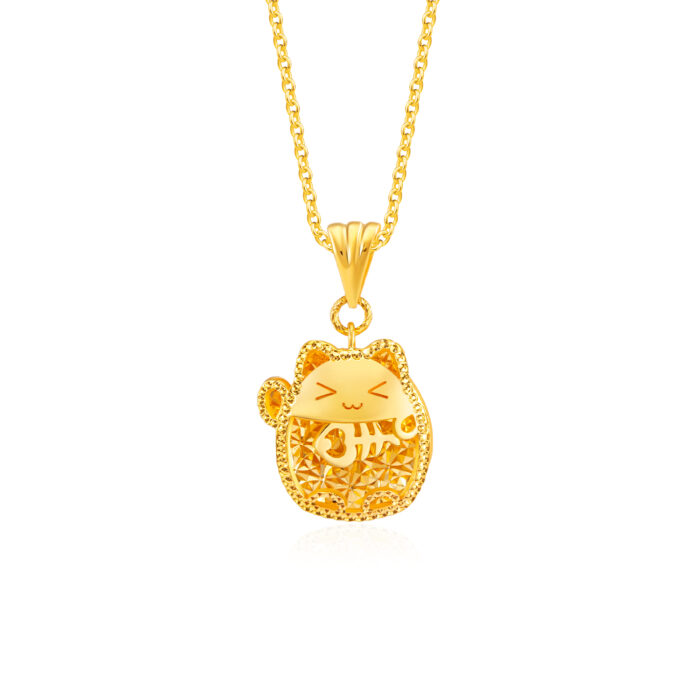 SK 916 Prosperity Cat Gold Pendant