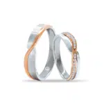 SK JEWELLERY TRUE LOVE INFINITY COUPLE WEDDING RING SET in 18k white gold and rose gold
