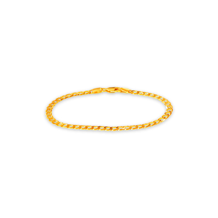 SK BRACELET FOR WOMEN ORO AMARE JOYOUS LINK made with round link chain crafted in 22k gold with a lobster claw clasp