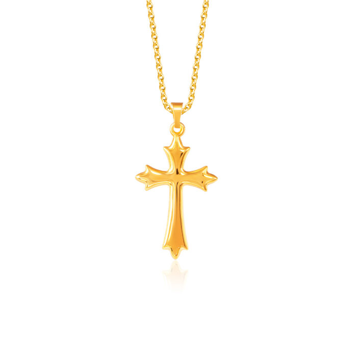 SK 916 FLEURY PATONCE CROSS GOLD PENDANT & NECKLACE FOR WOMEN