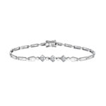 SK JEWELLERY 10K WHITE GOLD BRACELET WITH THREE DIAMOND PATTERNED AND DIAMONDS IN THEM BRACELET FOR WOMEN MALAYSIA