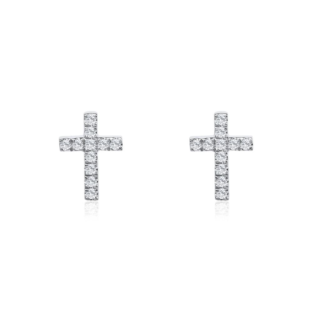 10K White Gold Diamond Cross Earrings .7 ctw – NYC Luxury