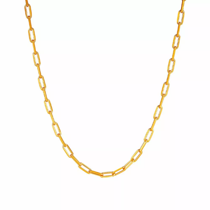 SK RANTAI LEHER EMAS 916 LONG LINK CHAIN rantai gantungan panjang untuk yang minimalis dibuat daripada emas 22k