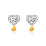 SK JEWELLERY 916 GOLD WHITE PLATED GOLD DOUBLE HEART STUD WOMEN'S EARRINGS MALAYSIA