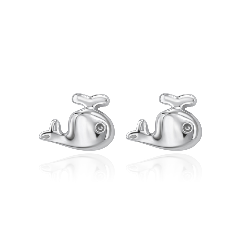 Whale Wishes 14K White Gold Earrings | SK Jewellery
