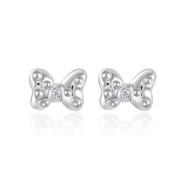 SK JEWELLERY 10K WHITE GOLD MINNIE MOUSE'S BOW STUD EARRING FOR WOMEN MALAYSIA