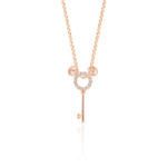 SK DIAMOND PENDANT MICKEY KEY a key with mickey mouse's ears with lab grown diamond in 10k rose gold NECKLACE FOR WOMEN