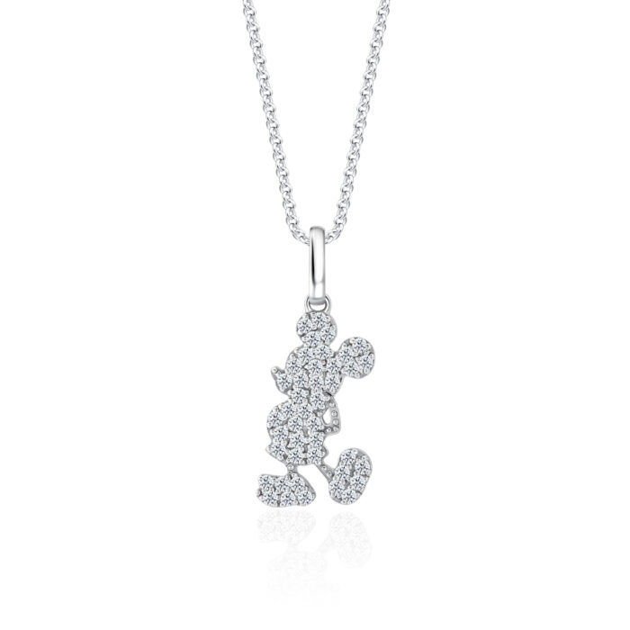 SK DIAMOND PENDANT MICKEY MOUSE SILHOUETTE a pendant of mickey mouse's silhouette dazzled in lab grown diamonds in 10k white gold NECKLACE FOR WOMEN