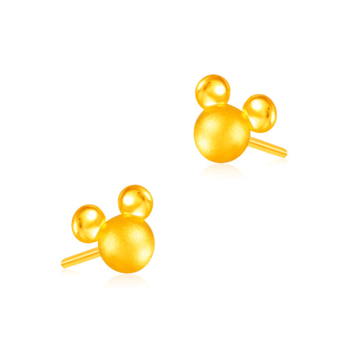 ICONIC 3D DISNEY MICKEY MOUSE 999 PURE GOLD EARRING for women