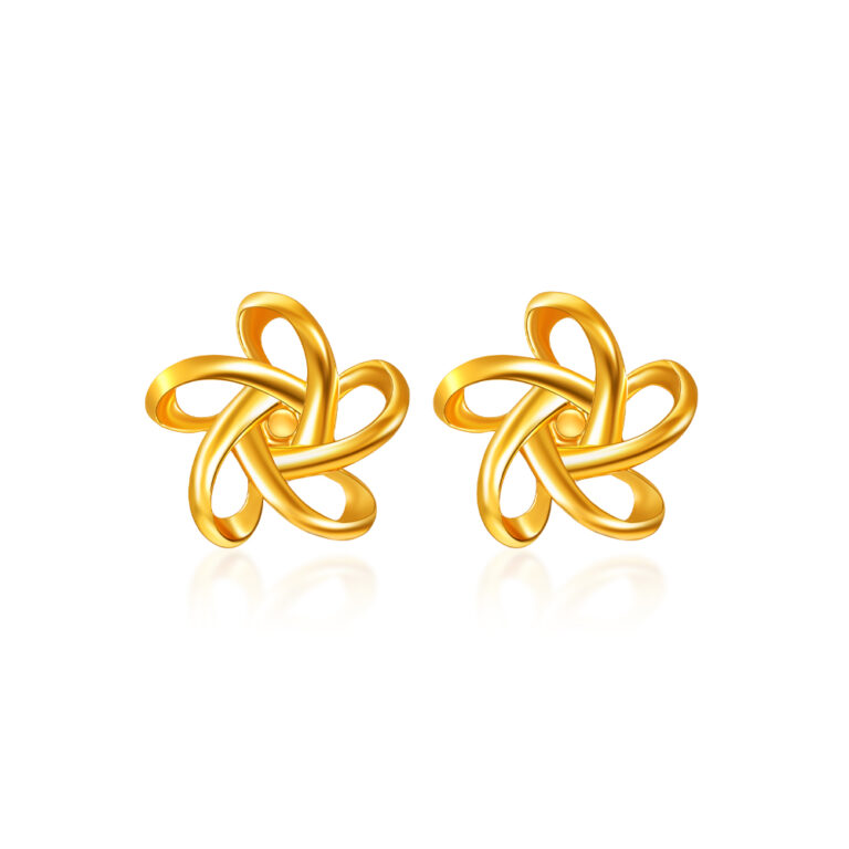 SK 916 Looping Petals Gold Earrings