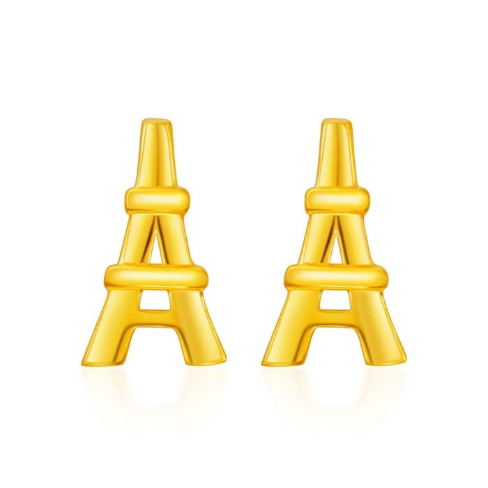 SK 916 Gold WOMEN'S Earrings featuring Eiffel Tower