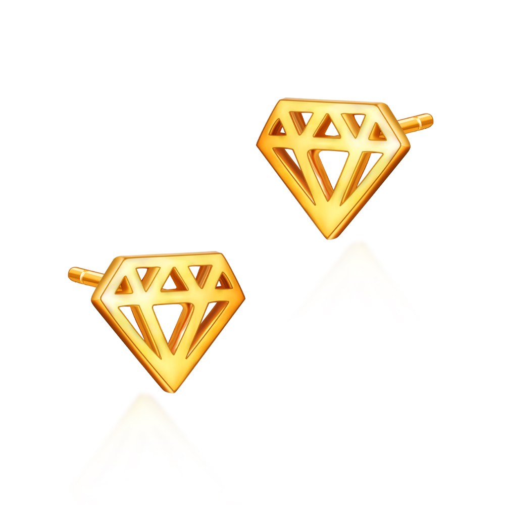 SK 916 SHINE BRIGHT GOLD EARRINGS for women featuring diamond outline