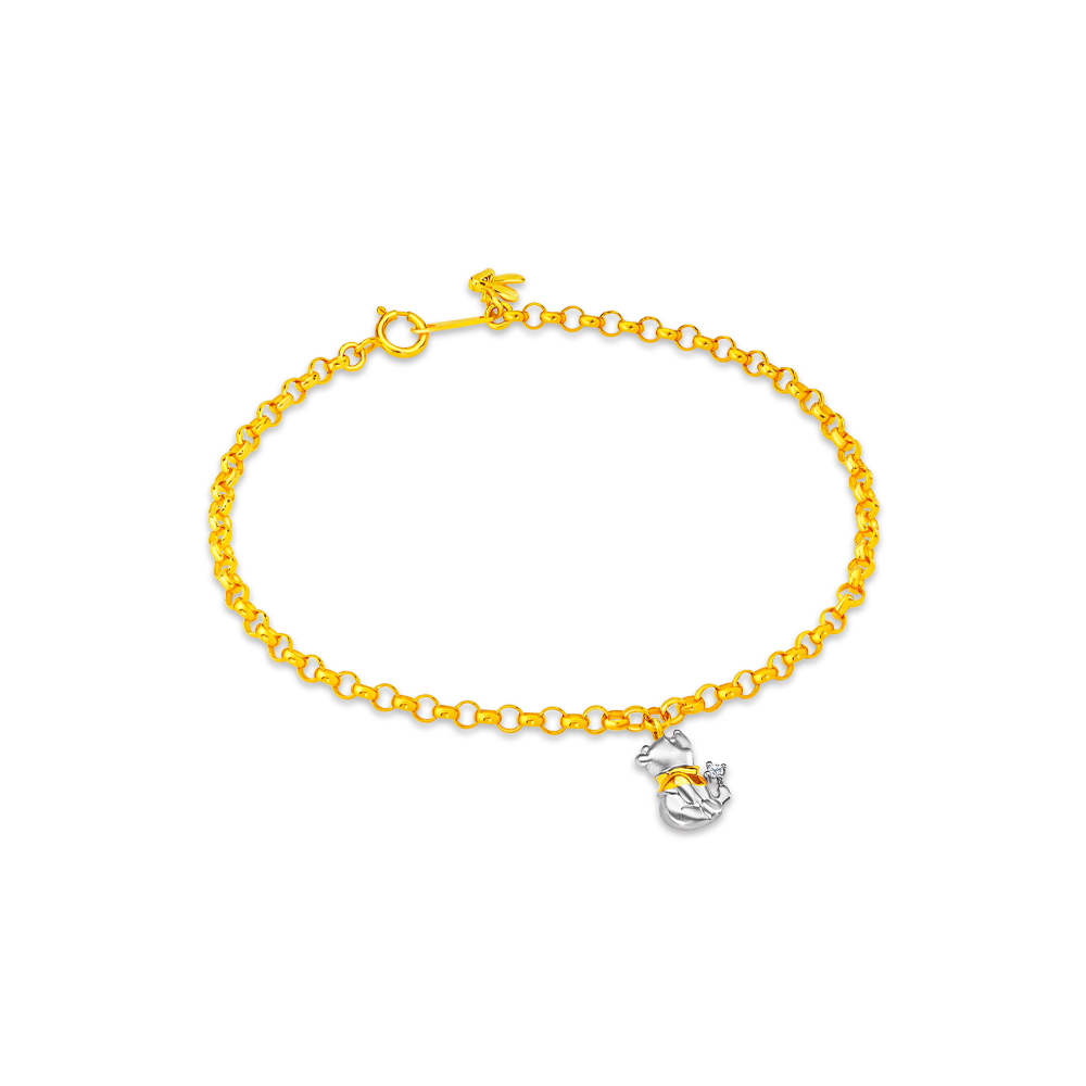 Disney Classics 18K Gold Over Silver 5 Inch Hollow Link Winnie The Pooh Id  Bracelet - JCPenney