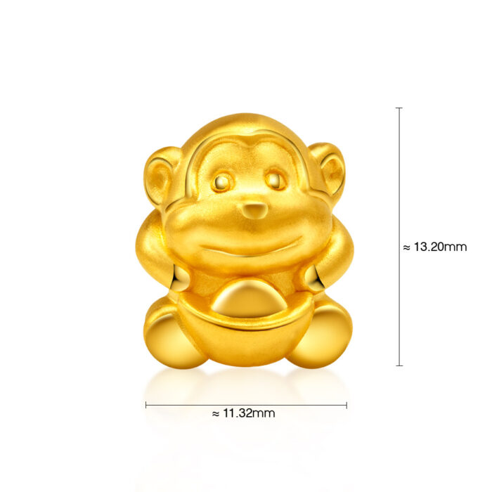 Chinese Zodiac Bracelet Charm in 999 pure gold - Monkey
