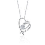 SK DIAMOND PENDANT FLOWERING HEART a heart shaped pendant with a cluster of lab grown diamonds inside in 10k white gold NECKLACE FOR WOMEN
