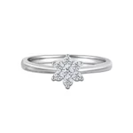 SK DIAMOND RING classic design with flower like diamonds for engagement in 19k white gold STARRY BLOSSOM