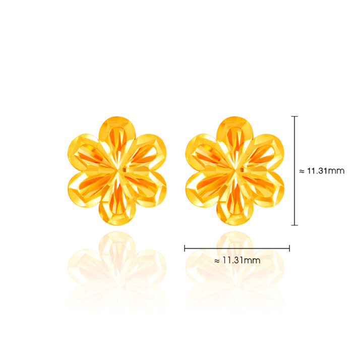 SK 916 BLOOM BRILLIANCE Stud GOLD EARRINGS featuring flower, perfect for women's earrings