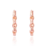 SK JEWELLERY 14K ROSE GOLD CHAINED HOOPS HUGGIES ROUND STUD EARRINGS FOR WOMEN