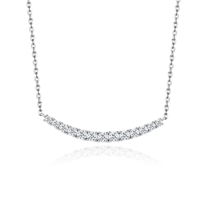 SK Jewellery Dazzling Smile 10k white gold diamond necklace for woman.