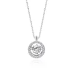 SK Jewellery Dainty Sparkle Dancing 14k white gold diamond pendant & diamond necklace for woman. Comes with 10k white gold chain.