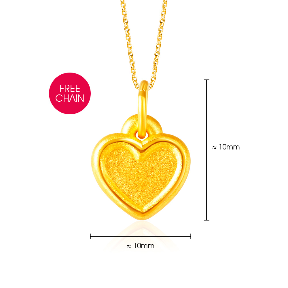 Graceful Heart 999 Pure Gold Pendant | SK Jewellery