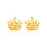 SK 916 NOBLE SPLENDOR GOLD WOMEN's STUD EARRINGS featuring a grand crown fit for a Queen
