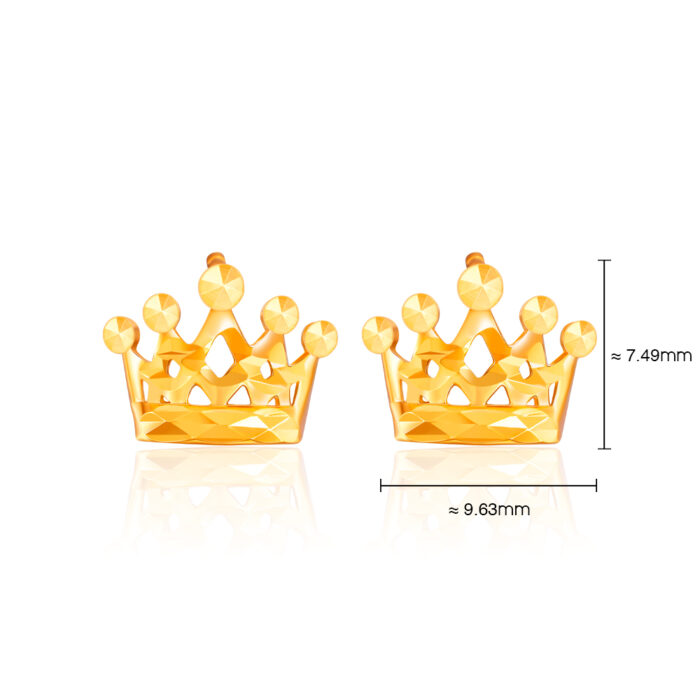 SK 916 NOBLE SPLENDOR GOLD WOMEN's STUD EARRINGS featuring a grand crown fit for a Queen