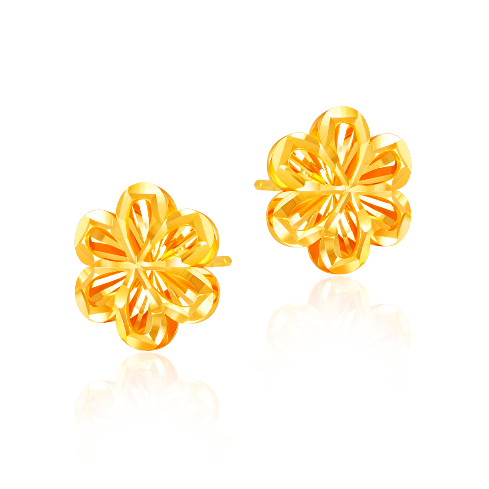SK 916 BLOOM BRILLIANCE Stud GOLD EARRINGS featuring flower, perfect for women's earrings