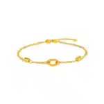 SK BRACELET FOR WOMEN CIRCLE OF LUCK featuring a circle charm engraved with the word luck in 916 gold