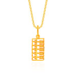 SK 916 FIVE ROD ABACUS GOLD PENDANT & NECKLACE FOR WOMEN