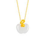 SK LUCKY APPLE GOLD JADE PENDANT & NECKLACE FOR WOMEN