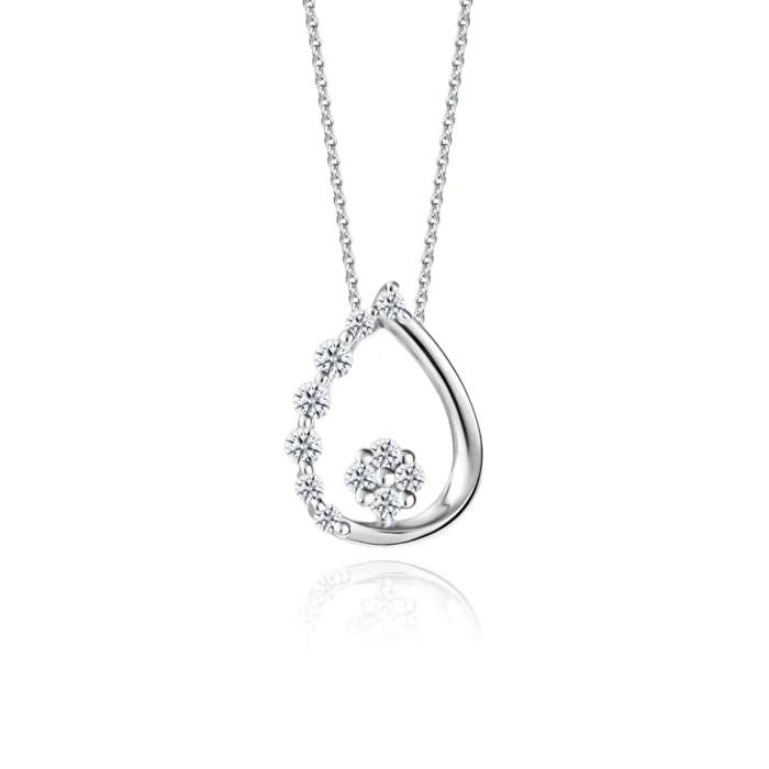SK DIAMOND PENDANT SIRENS TEAR a tear drop shaped pendant with lab grown diamonds in 10k white gold NECKLACE FOR WOMEN