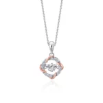 SK DIAMOND PENDANT ROSE WREATH a circular shaped pendant with a center diamond inside featuring lab grown diamonds in 10k white gold NECKLACE FOR WOMEN