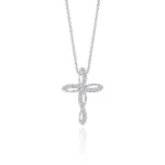 SK DIAMOND PENDANT VINEYARD CROSS a cross pendant with lab grown diamonds in 10k white gold NECKLACE FOR WOMEN