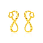 SK 916 LOVE TO INFINITY Stud GOLD EARRINGS for women featuring an infinity symbol embedded with a romantic heart.