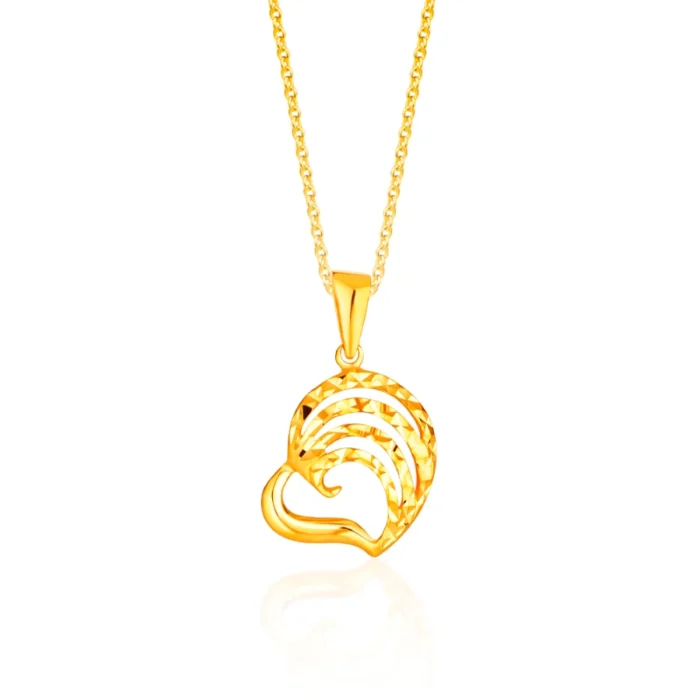 SK 916 HEART WAVE GOLD PENDANT & NECKLACE FOR WOMEN